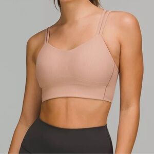 Lululemon L Like a Cloud Ribbed Longline Bra - Pink Clay